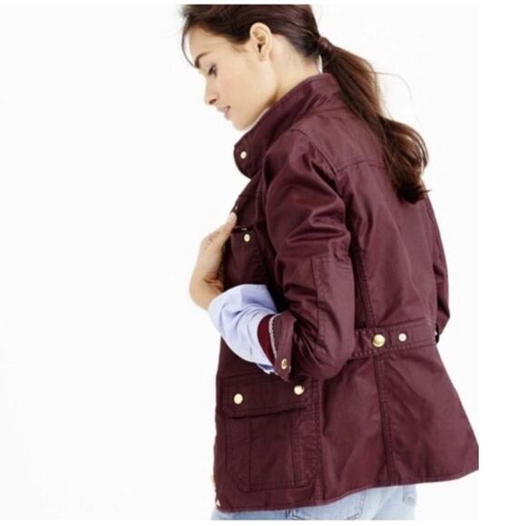 J. Crew Downtown Field Waxed Utility Jacket Wine 19034 Size S - Picture 2 of 11